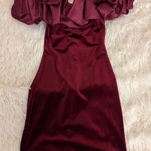 Elegant Burgundy Satin Dress